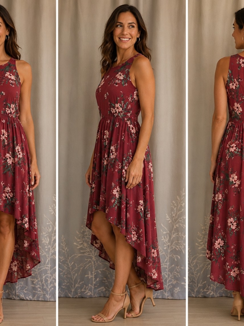 torrid Wine Floral High-Low Midi Dress